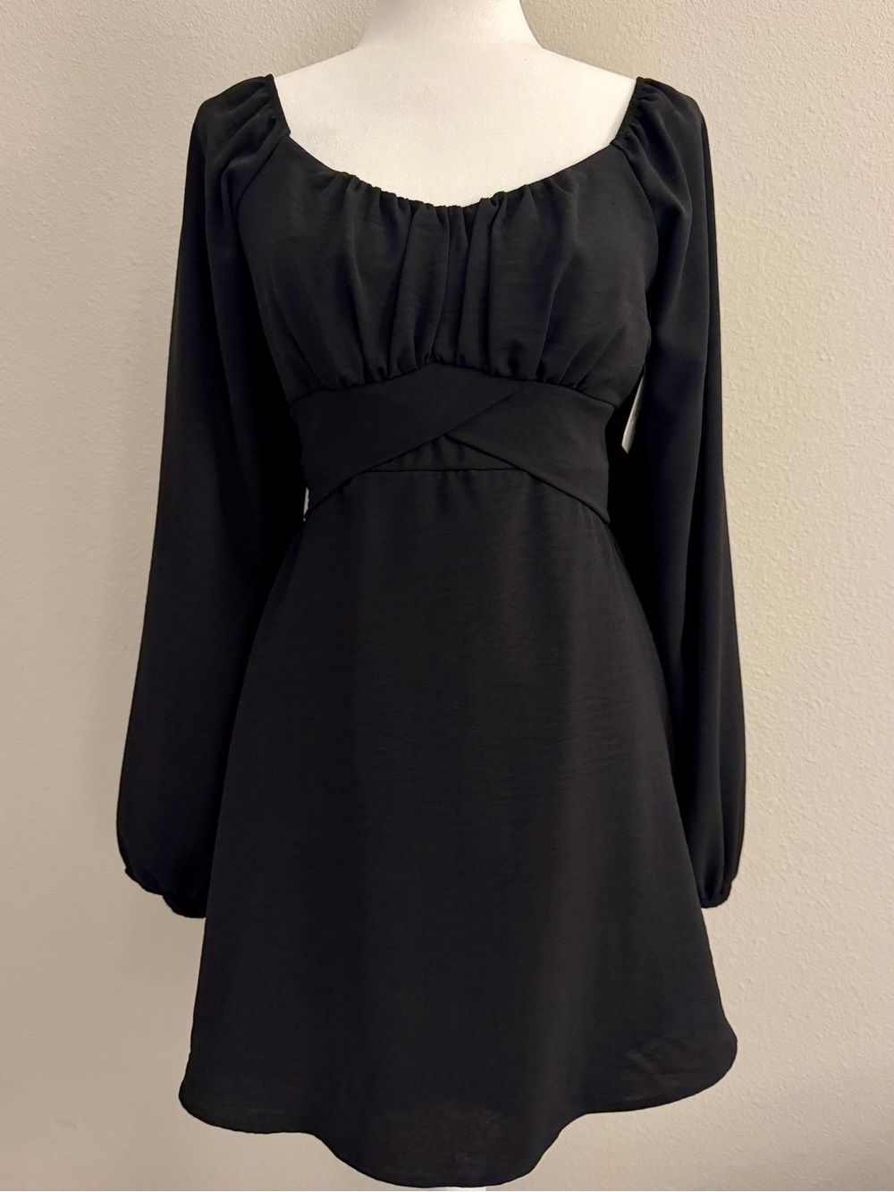 Altar'd State Black Long Sleeve Twist Front Mini Dress | NWT | Size S